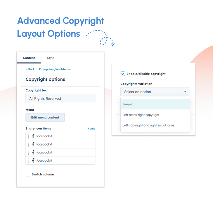 Advanced Copyright Layout Options