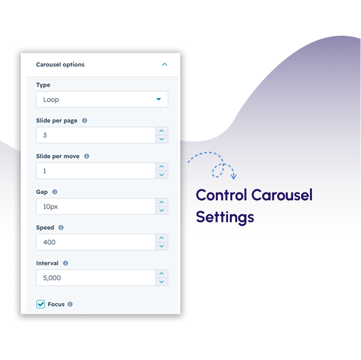 Control Carousel Settings Control Carousel Settings