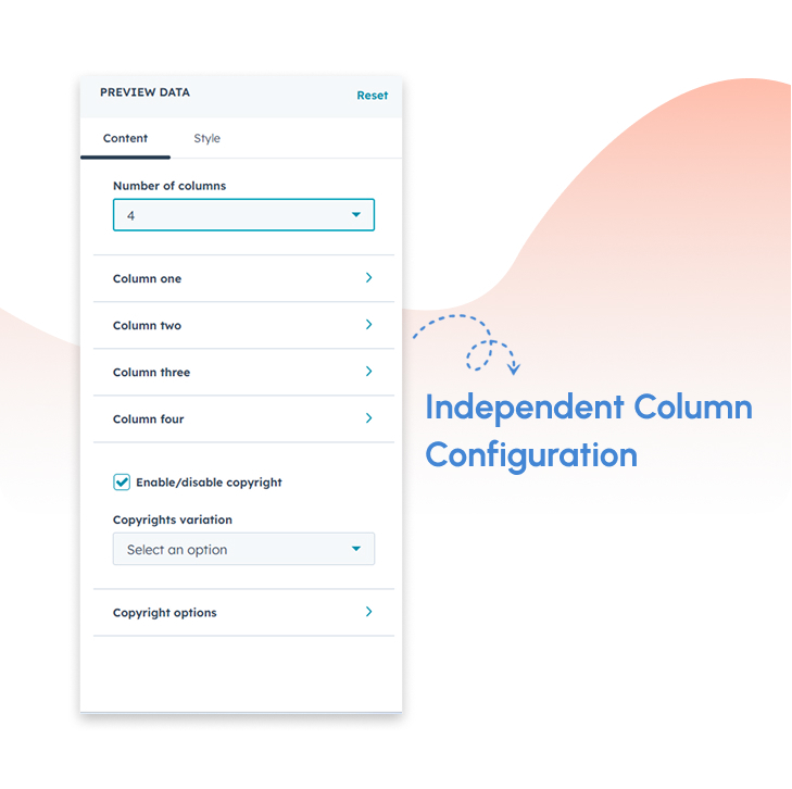 Independent Column Configuration